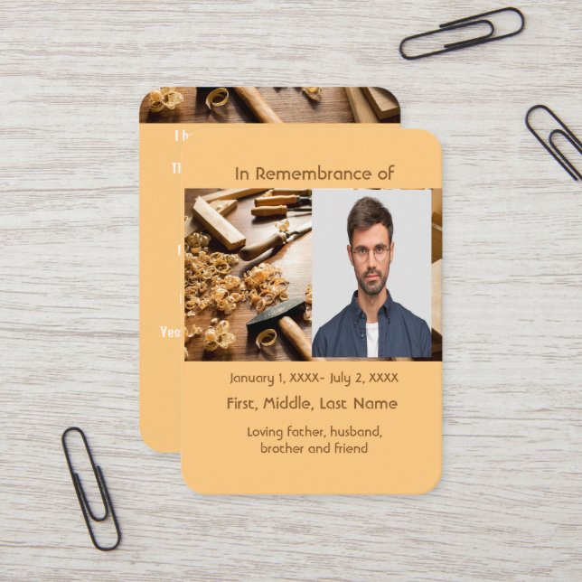 Carpintaria de madeira de cartão de bolso memorial (Frente/Verso In Situ)