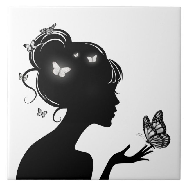 Carreau La femme papillons blancs (Frente)