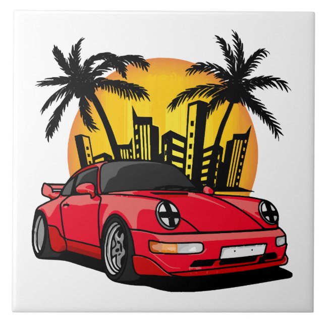 Carrera Clássico Vermelho no Pôr do Sol da Cidade (Frente)