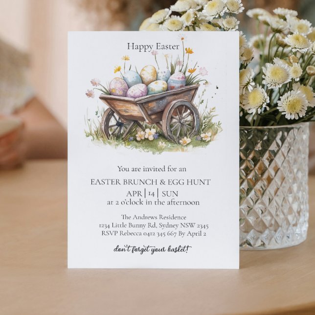 carrinho com ovos e caça aos ovos Convite (Criador carregado)