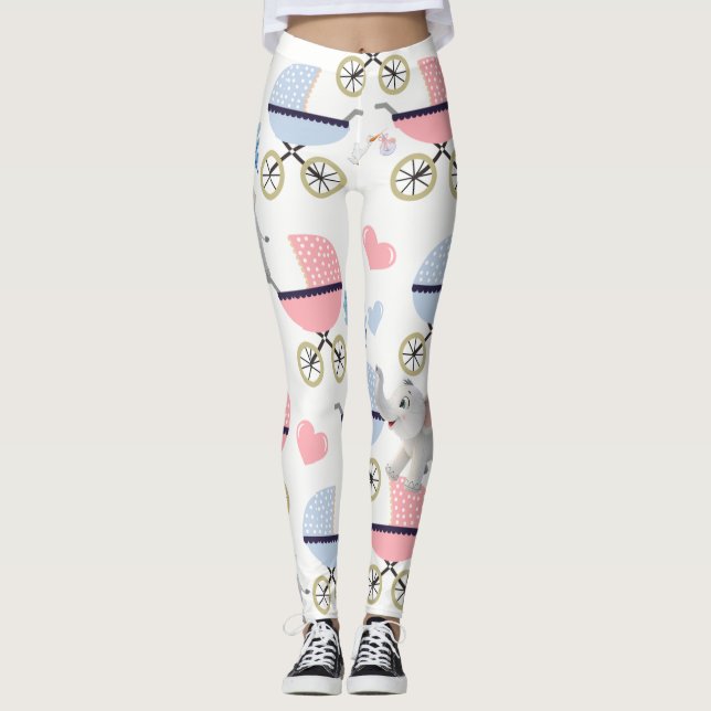 Carrinho de Bebê Cegonha Rosa e Azul Leggings de E (Frente)