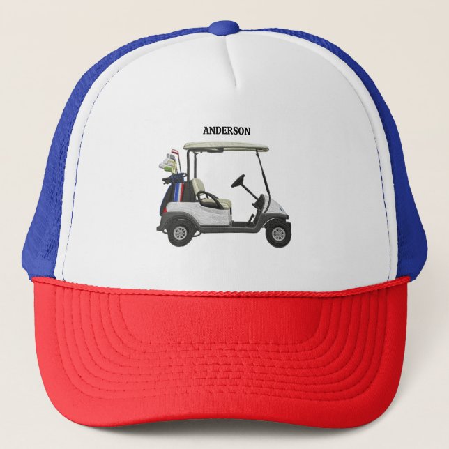 Carrinho de Cara do Golfe Boné Personalizado Nome  (Frente)