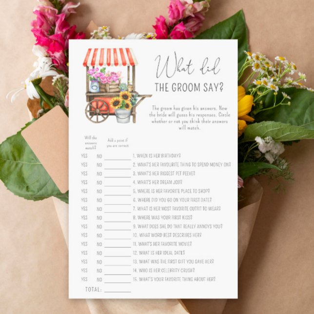 Carrinho de flores - O que disse o noivo jogo de n (Criador carregado)