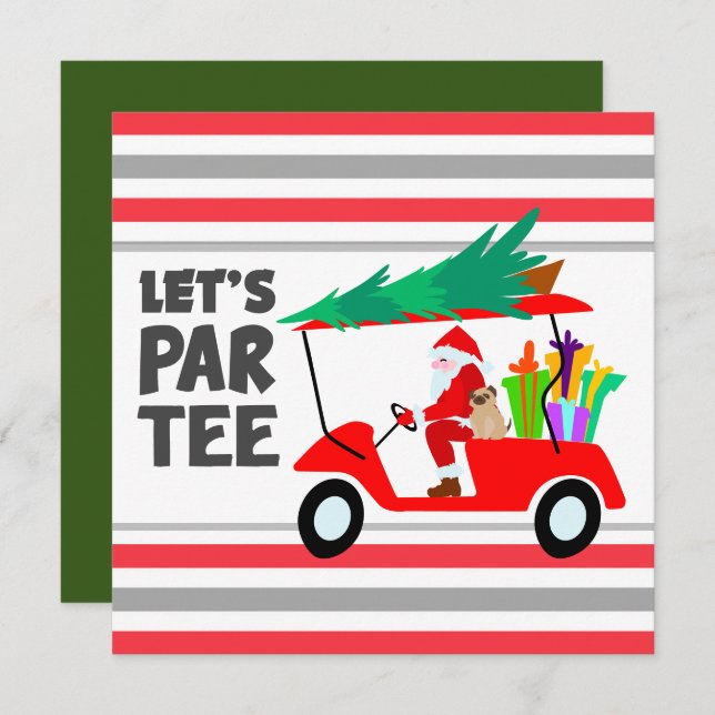Carrinho de golfe com Papai Noel Deixe Par Golfist (Frente/Verso)