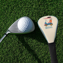 Carrinho de Golfe Vintage Retro Azul Monogramado F