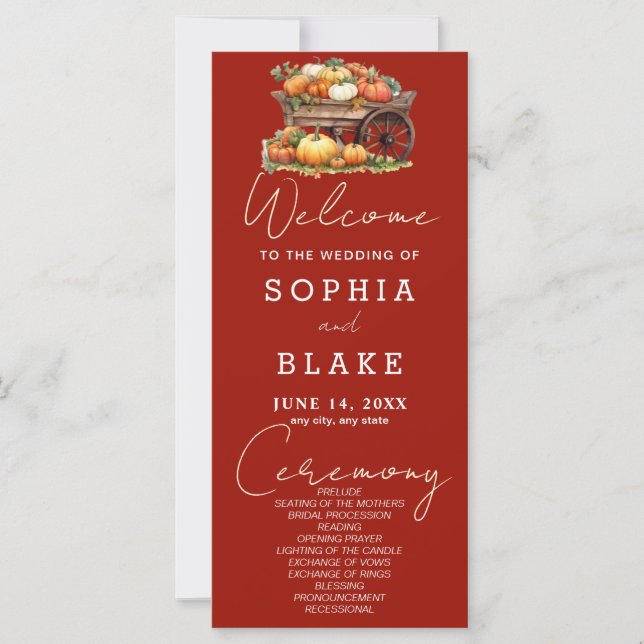 Carrinho de Pumpkins Fall Cherry Red Wedding Progr (Frente)