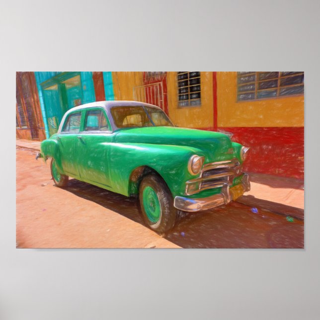 Carro americano clássico em Havana, Cuba poster (Frente)
