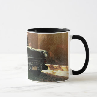Carro americano na rua em Havana, caneca de Cuba