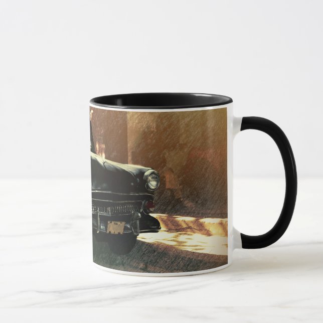 Carro americano na rua em Havana, caneca de Cuba (Direita)