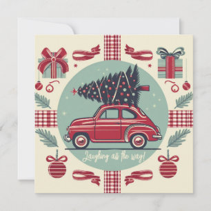 Carro Antigo Vermelho de Natal de Férias Vintage