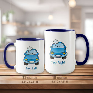 Carro azul com caneca de bolhas