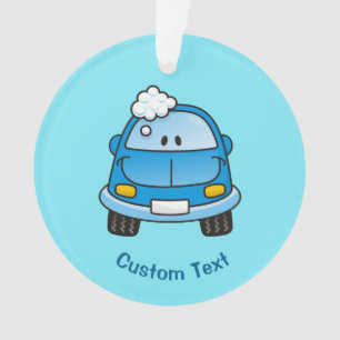 Carro azul com ornamento de bolhas