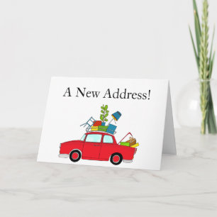 Carro com material Novo cartão de endereço