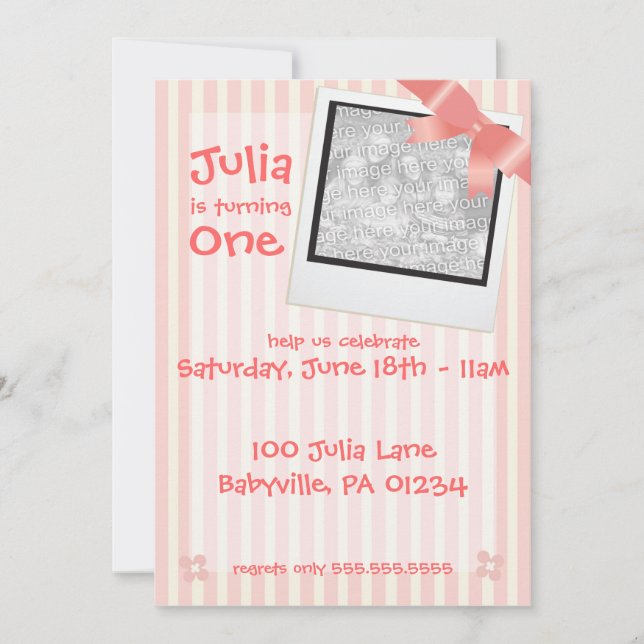 Carro cor-de-rosa do convite de aniversário da (Frente)