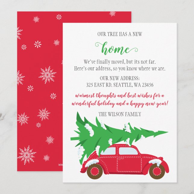 Carro de Árvore de Natal Bonito Nós movemos Cartõe (Frente/Verso)