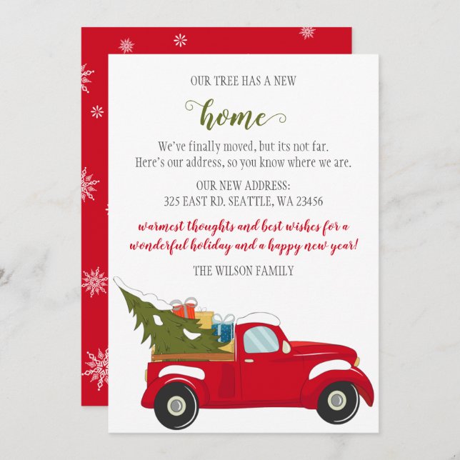 Carro de Árvore de Natal Bonito Nós movemos Cartõe (Frente/Verso)