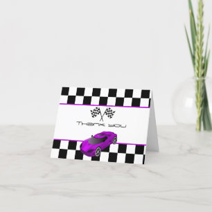 Carro de Corrida Roxo Cartão de Agradecimento de