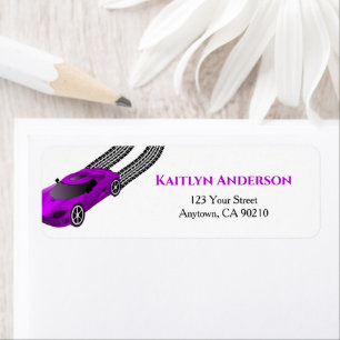 Carro de Corrida Roxo Etiqueta Personalizada de