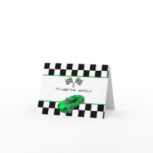 Carro de Corrida Verde | CARTÕES DE AGRADECIMENTOS
