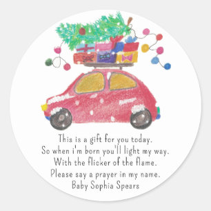 Carro de Natal - Etiqueta de vela de oração