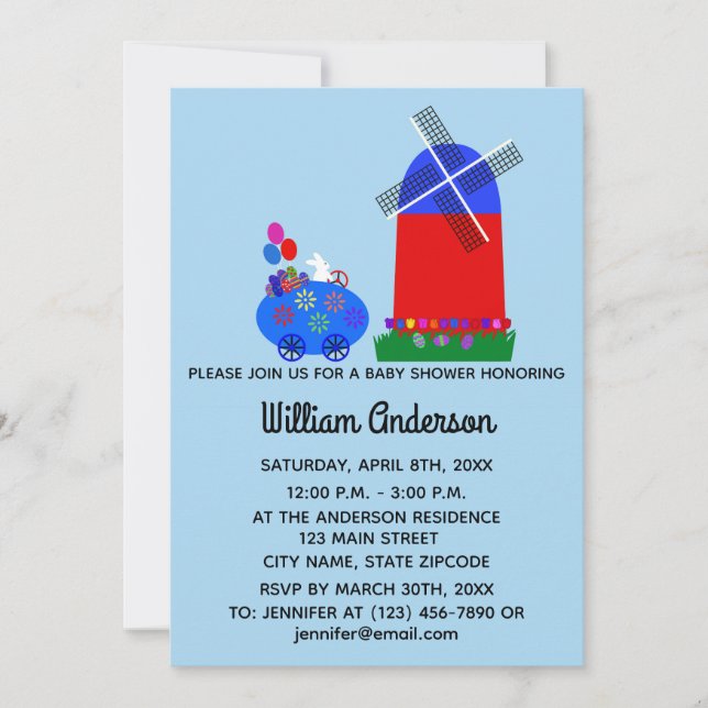 Carro De Ovo Coelho chá de fraldas Nº 4-2 Cartão D (Frente)