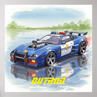Carro de Polícia de Água - Poster Wall Art Ulun
