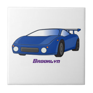 Carro esportivo azul com ilustração de aerofólio