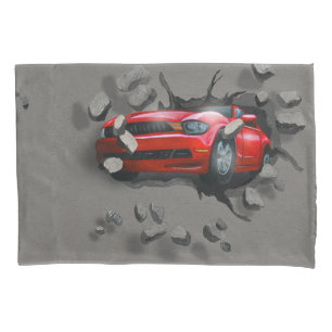 Carro Esportivo Vermelho Caindo Através Da Parede