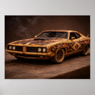Carro Esportivo Vintage Fósforo Queimado — Poster