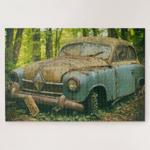 carro na quebra-cabeça de floresta