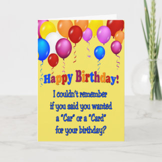 "Carro" ou "Cartão"? Cartão de aniversário. Engraç