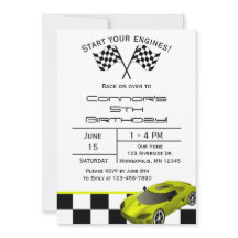 Carro Race Amarelo | Convite personalizado para An