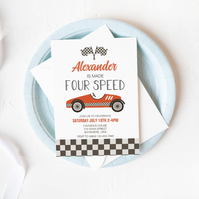 Carro Race Fez Convite Aniversário De Quatro Veloc (Criador carregado)