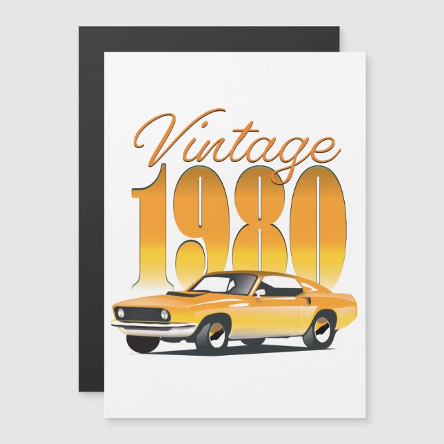Carro Retro Vintage 1980 (Frente/Verso)