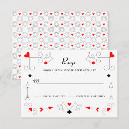 Carro RSVP de Casamento de Corações e Diamantes de