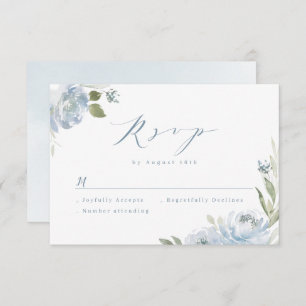 Carro RSVP de casamento floral azul empoeirado do 