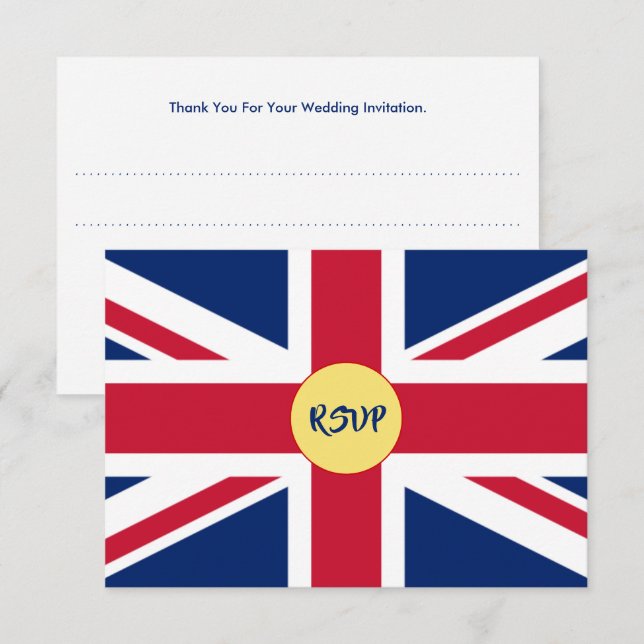 Carro RSVP de Casamento Patriótico da União Britân (Frente/Verso)