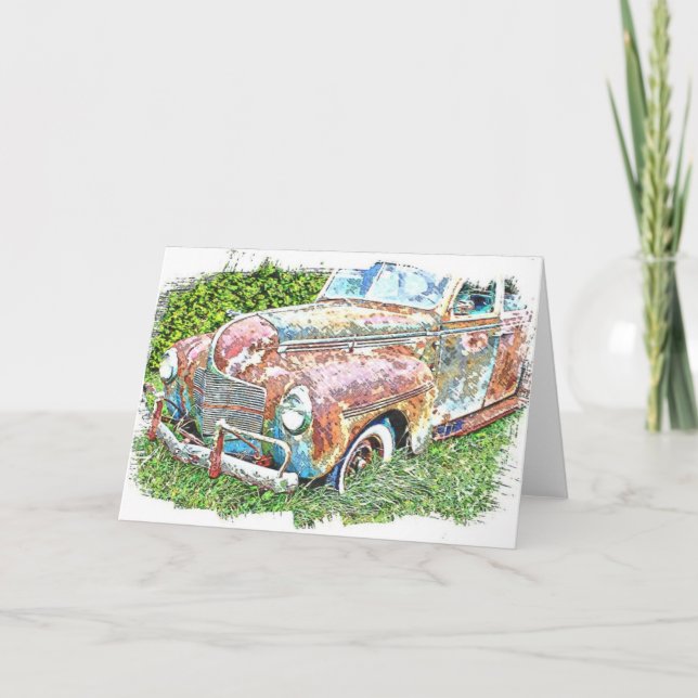 Carro Russo Vintage - Cartão de Saudação Ocasião (Frente)