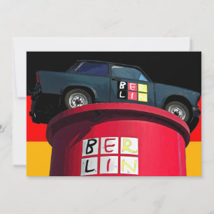 Carro Trabant, bandeira alemã, logotipo Berlim