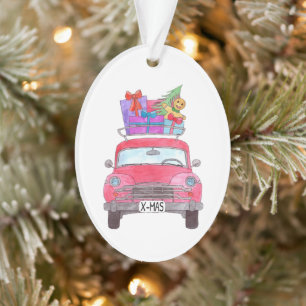 Carro Vermelho com presentes de Natal Ornamento de