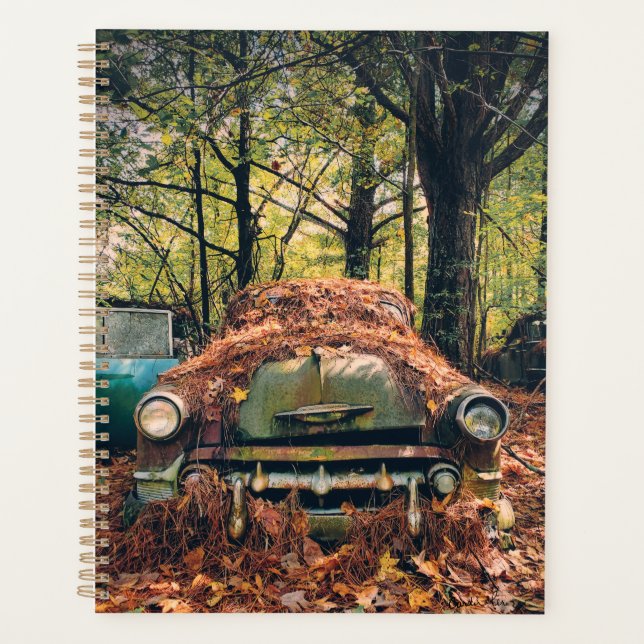 Carro vintage no Planejador de Folhas do outono (Frente)