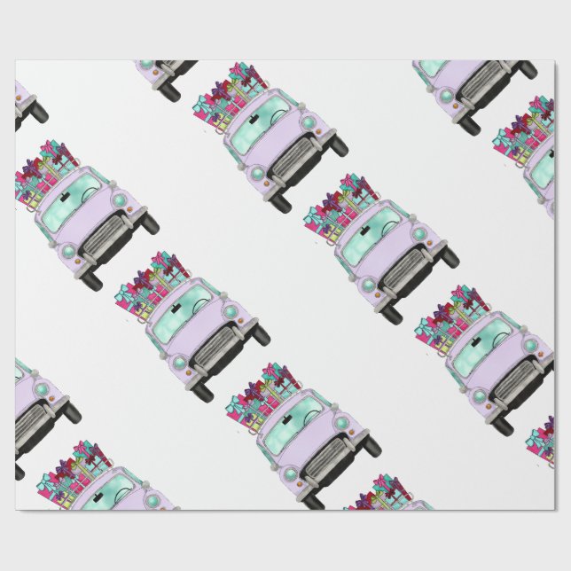 Carro Violeta com papel de embrulho para presentes (Aberto)