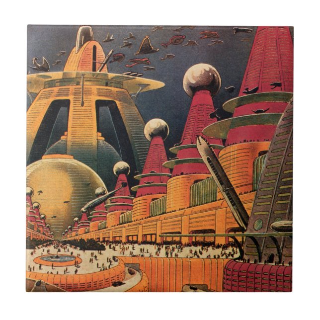 Carro Voador de Cidade Futurística Ficção Ciência  (Frente)