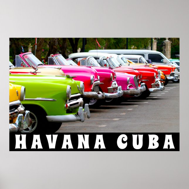 Carros Clássicos de Havana Cuba Poster (Frente)