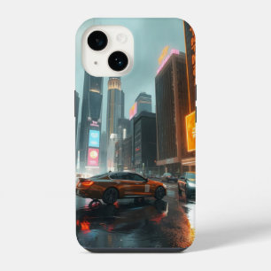 Carros da cidade de arranha-céu Cyberpunk
