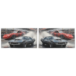 Carros de músculo vermelho e preto