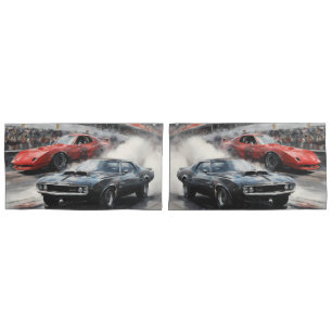 Carros de músculo vermelho e preto