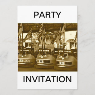 Carros Dodgem no Convite de festas Sepia