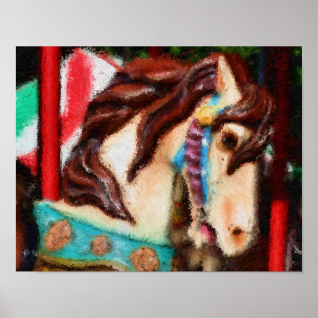 Carrossel Horse Impressionista Poster (Frente)