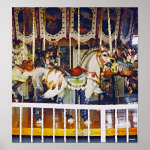Carrossel no poster do óleo
